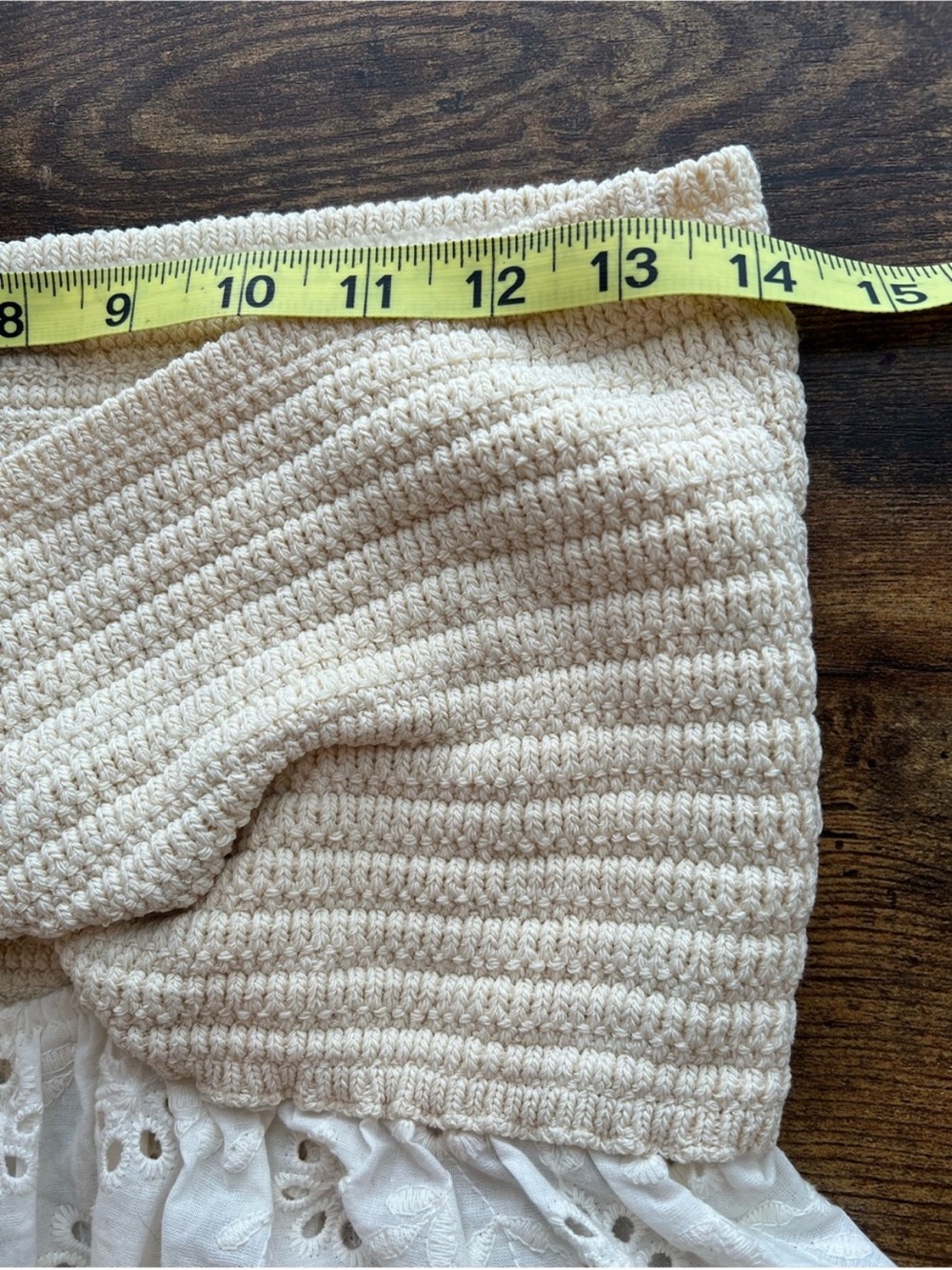 Zara Strapless Eyelet Peplum Top Ivory Crochet Twist Front Bandeau Large - Picture 6 of 9